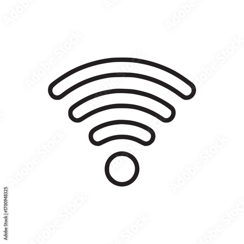 Illustration of a wifi symbol the icon is drawn in black outline and is simple and clean, making it easily recognizable and suitable for various digital and print applications