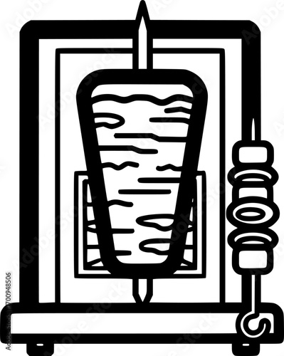 Doner kebab vertical spit outline icon vector
