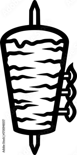 Doner kebab vertical spit outline icon vector
