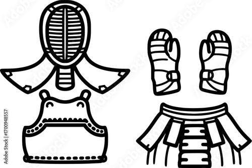 Kendo armor (bogu) outline icon vector
