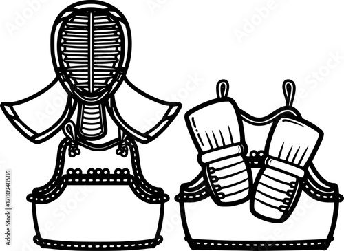 Kendo armor (bogu) outline icon vector
