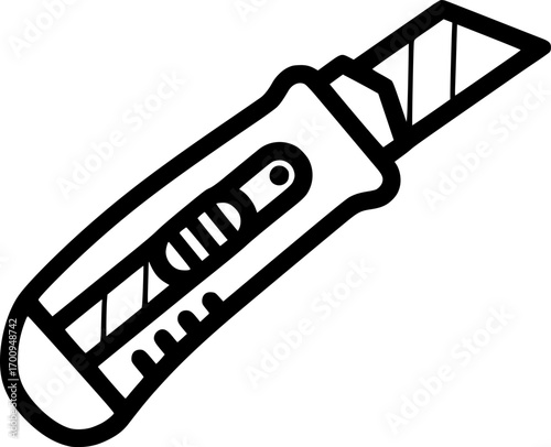 Utility knife outline icon vector
