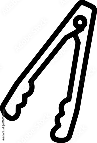 Kitchen tongs outline icon vector
