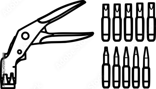 Leather hole punch set outline icon vector
