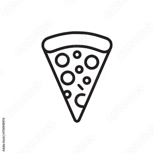 Vector art of a minimalist line art illustration of a pizza slice, this simple design is perfect for menus, food blogs, or restaurant promotions