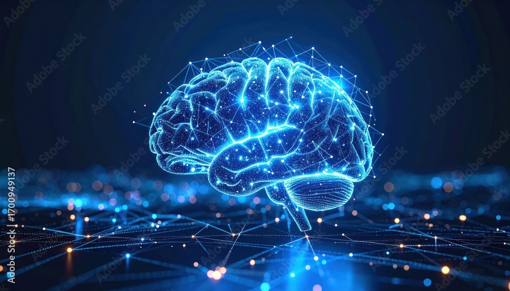 Fototapeta premium Digital Brain with Neural Networks with AI, Futuristic, and Tech Background.