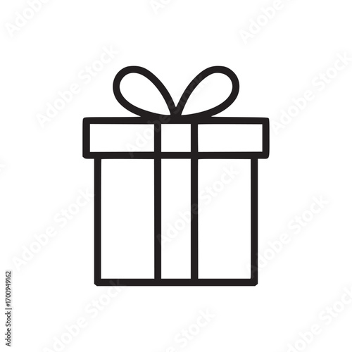 Illustration of a gift box with a ribbon, perfect for conveying themes of celebration, presents, and special occasions in a minimalist and elegant style