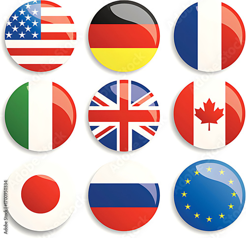 Collection of National Flags Presented as Circular Badges Representing Different Countries and Regions Free Download Collection of National Flags Presented as Circular Badges Representing Different Countries and Regions - GFXLoad