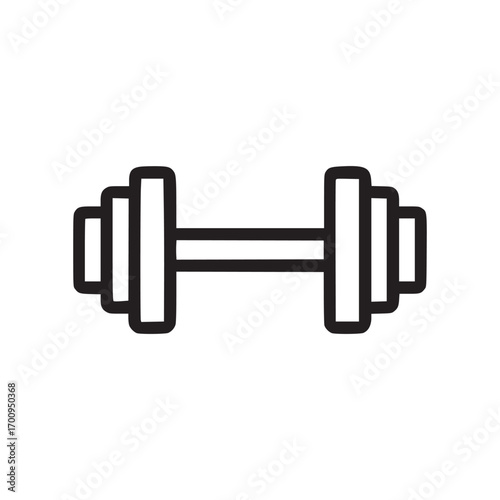 Vector art of a simple line drawing of a dumbbell, perfect for fitnessrelated content, gym promotions, or as a graphic element in health and exercise designs