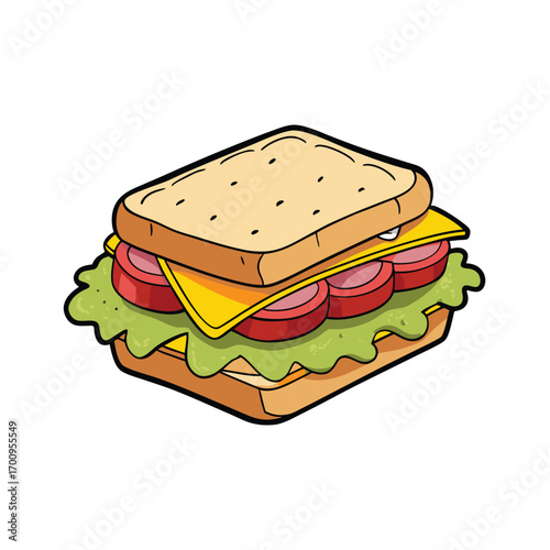 Delicious meat and cheese sandwich with crusty bread advertisement