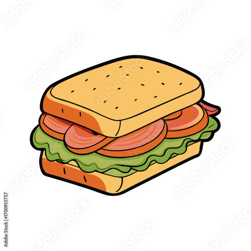 Delicious meat and cheese sandwich with crusty bread advertisement