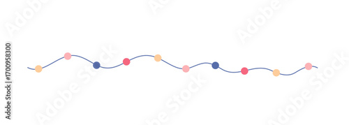 Christmas colorful multicolored lights curly string garland simple doodle hand drawn vector illustration, flat style cartoon image for winter New Year holiday, birthday events design