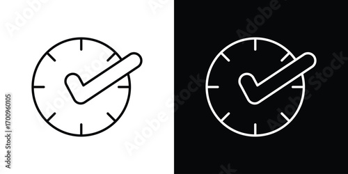 Time check icon logo black vector. suitable for any business website designs