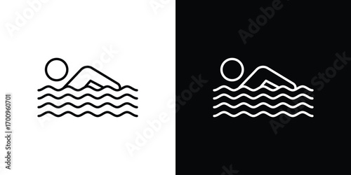 Swimmer icon logo black vector. suitable for any business website designs