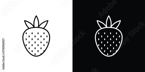 Strawberry icon logo black vector. suitable for any business website designs