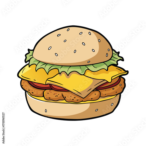 Savory egg muffin sandwich with crispy bacon illustration