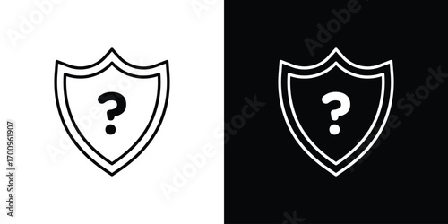 Shield interrogation icon logo black vector. suitable for any business website designs