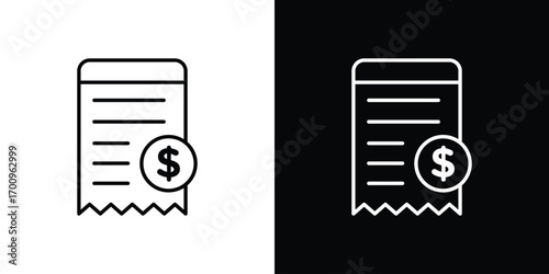 Receipt icon logo black vector. suitable for any business website designs