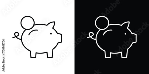 Piggy bank icon logo black vector. suitable for any business website designs