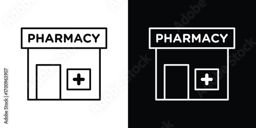 Pharmacy icon logo black vector. suitable for any business website designs