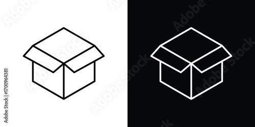 Open box icon logo black vector. suitable for any business website designs