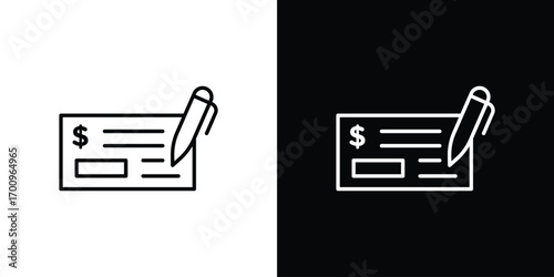 Money check icon logo black vector. suitable for any business website designs