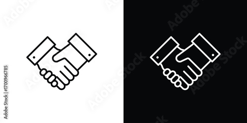 Handshake icon logo black vector. suitable for any business website designs