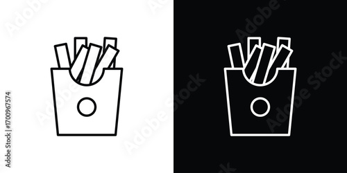 French-fries icon logo black vector. suitable for any business website designs