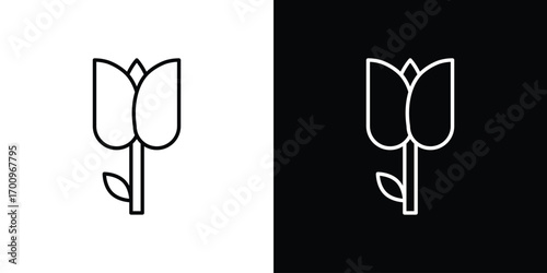 Flower tulip icon logo black vector. suitable for any business website designs
