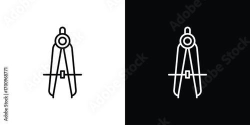 Drafting compass icon logo black vector. suitable for any business website designs