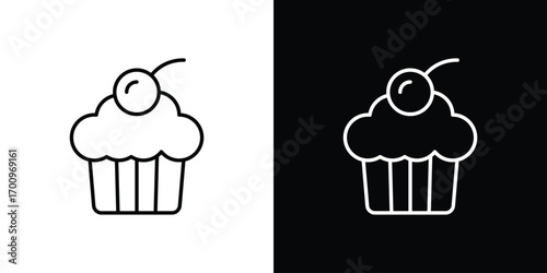 Cupcake icon logo black vector. suitable for any business website designs