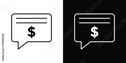 Comment dollar icon logo black vector. suitable for any business website designs