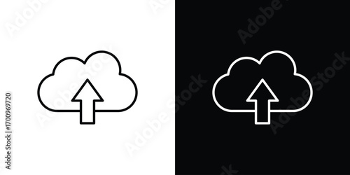 Cloud upload icon logo black vector. suitable for any business website designs