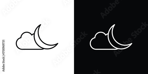 Cloud moon icon logo black vector. suitable for any business website designs