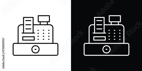 Cash register icon logo black vector. suitable for any business website designs