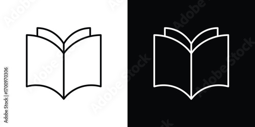 Book open icon logo black vector. suitable for any business website designs