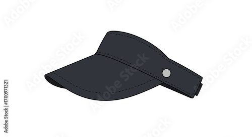 Dark gray visor cap illustration with adjustable strap and detailed stitching for sun protection and sporty style
