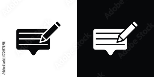 Write comment icon. vector art. solid style pictogram