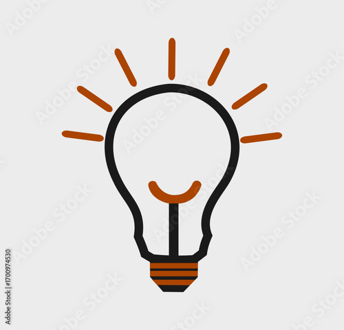 Lightbulb Icon with Rays — Idea and Creativity Symbol — Vector Illustration