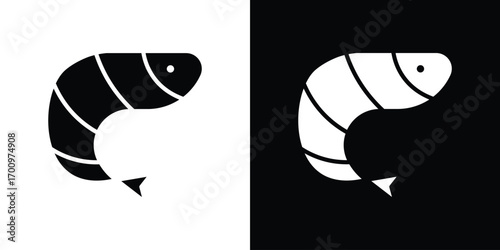 Shrimp icon. vector art. solid style pictogram