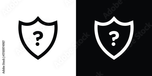 Shield interrogation icon. vector art. solid style pictogram