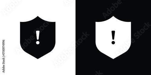 Shield exclamation icon. vector art. solid style pictogram