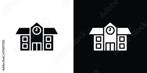 school icon. vector art. solid style pictogram
