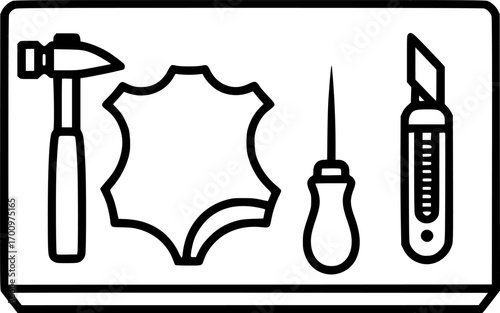 Leather working surface outline icon vector
