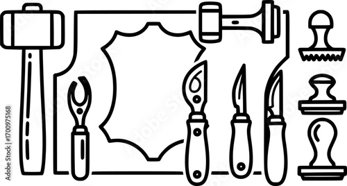 Leather working surface outline icon vector
