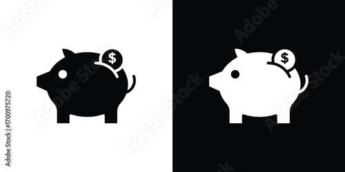Piggy bank icon. vector art. solid style pictogram