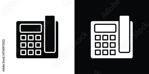 Office phone icon. vector art. solid style pictogram
