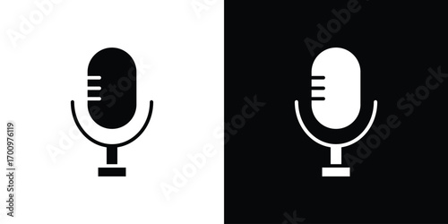 Microphone icon. vector art. solid style pictogram
