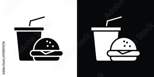 Hamburger soda icon. vector art. solid style pictogram