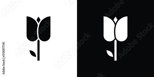 Flower tulip icon. vector art. solid style pictogram